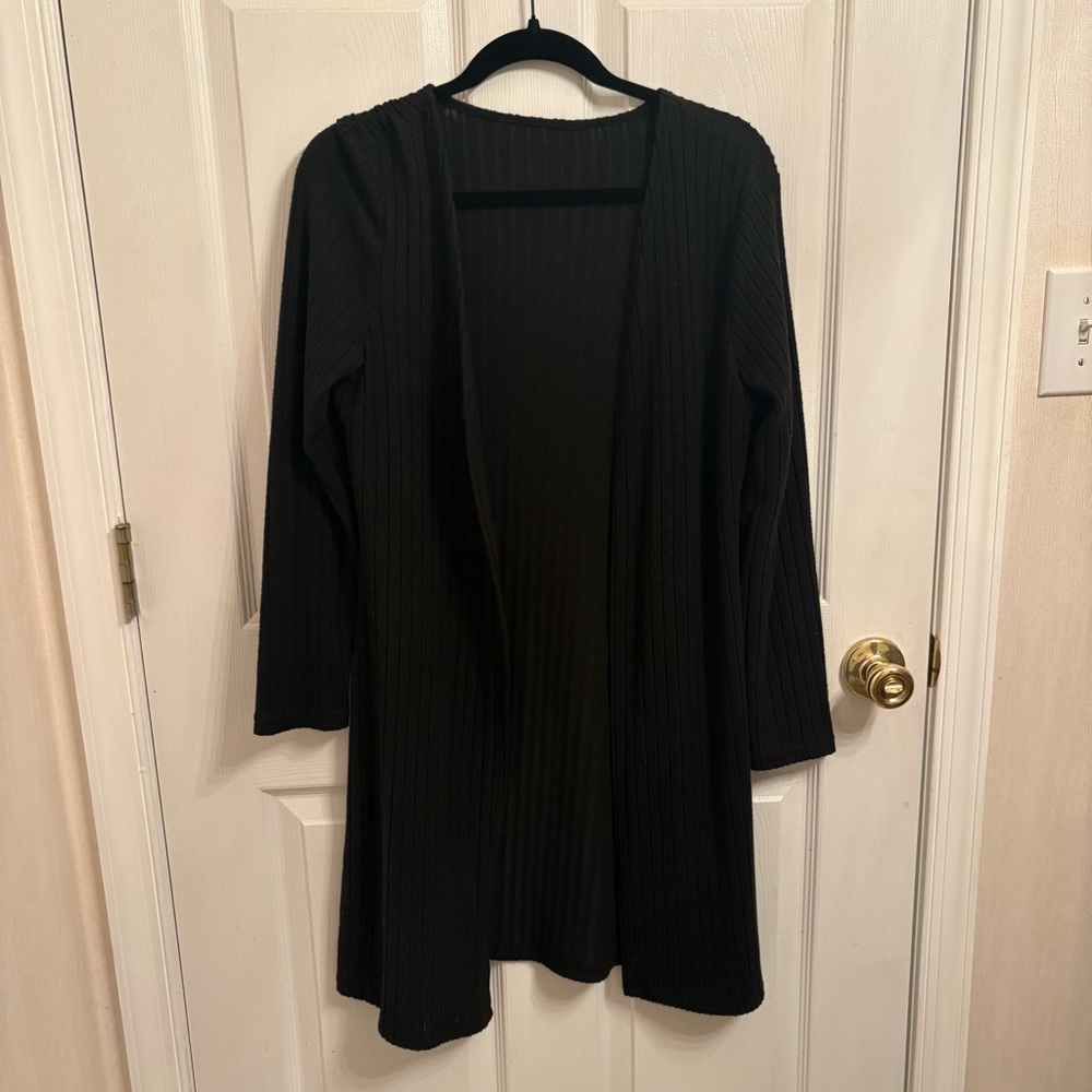 Black Ribbed Open Cardigan🌹